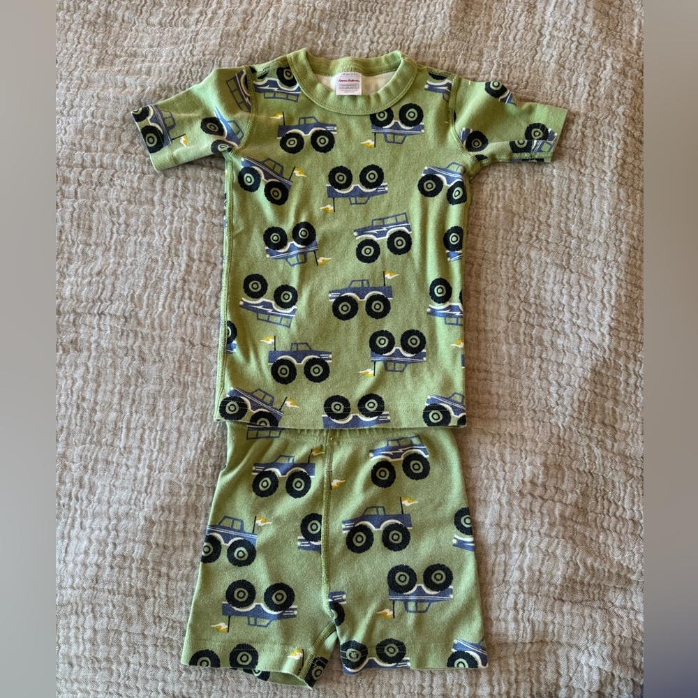 Hanna Andersson Green Monster Truck Pajama Set